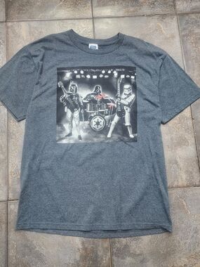 Star Wars Men's Large Y2K Darth Vader Boba Fett Stormtrooper Rock Band T Shirt